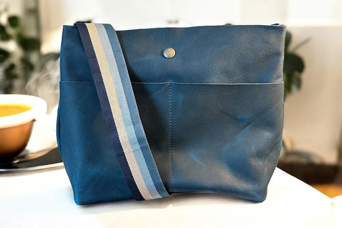 Full Grain Real Leather Authentic Rushmore Navy Super Stevie Crossbody or Shoulder Bag Purse