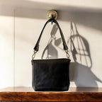 Full Grain Real Leather Authentic Black Dog Rae Crossbody or Shoulder Bag Purse