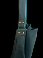 Handcrafted Full Grain Leather Crossbody Bag – Dark Teal Boho Purse Large