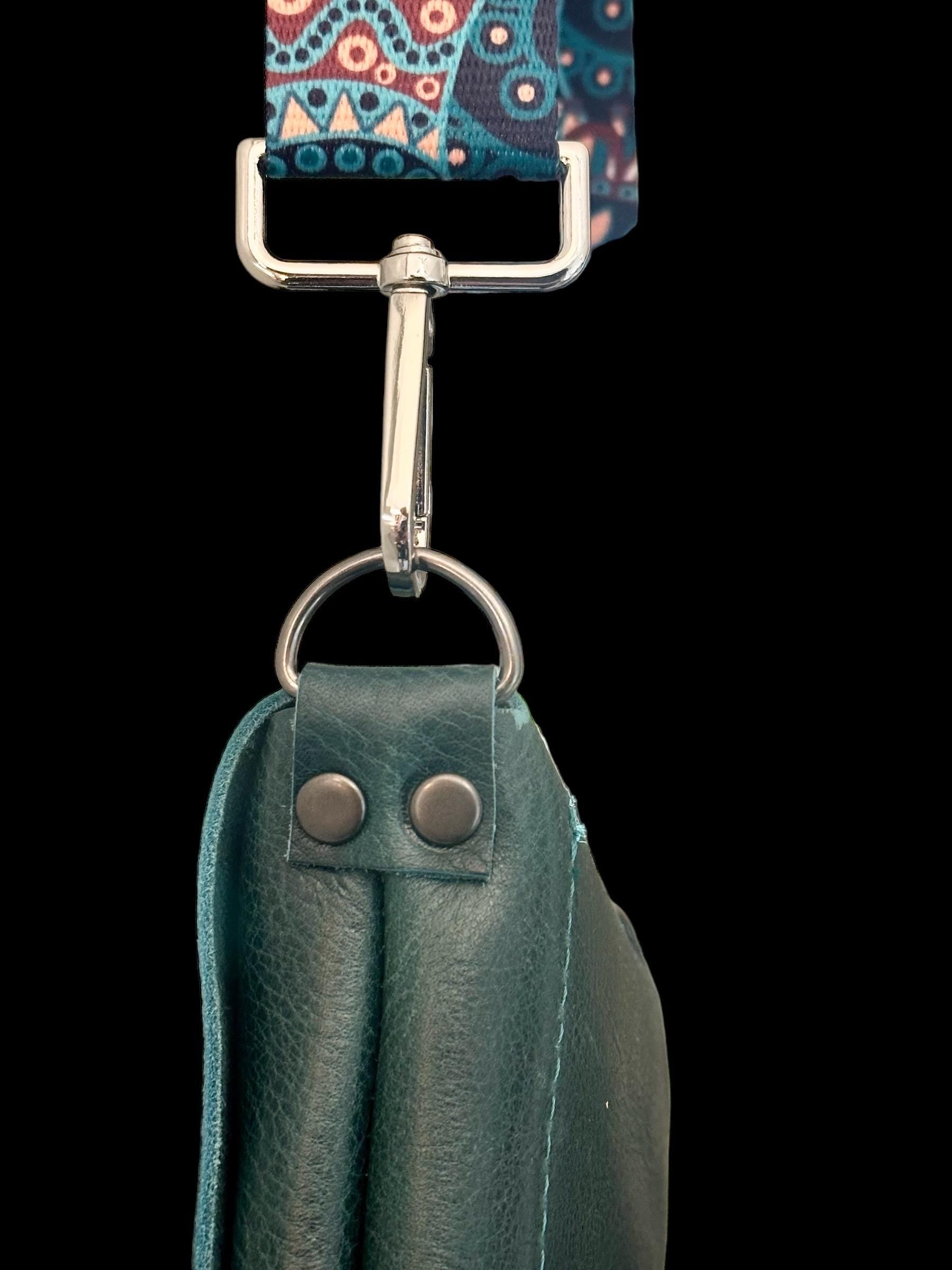 Full Grain Real Leather Authentic Dark Teal Rae Crossbody or Shoulder Bag Purse