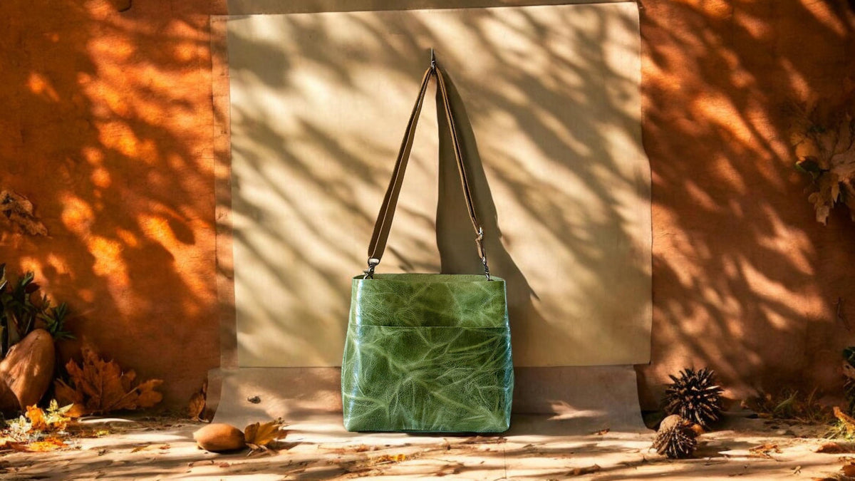 Full Grain Authentic Real Leather Leaf Super Stevie Crossbody or Shoulder Bag Purse