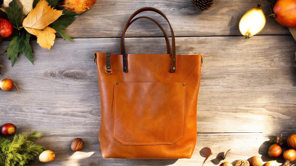 Full Grain Real Leather Autumn Orange Dog Hartlee Crossbody or Shoulder Bag Purse