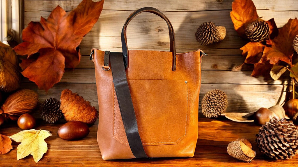 Full Grain Real Leather Autumn Orange Dog Hartlee Crossbody or Shoulder Bag Purse