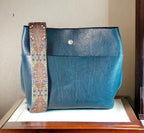 Full Grain Authentic Real Leather Dark Teal Super Stevie Crossbody or Shoulder Bag Purse