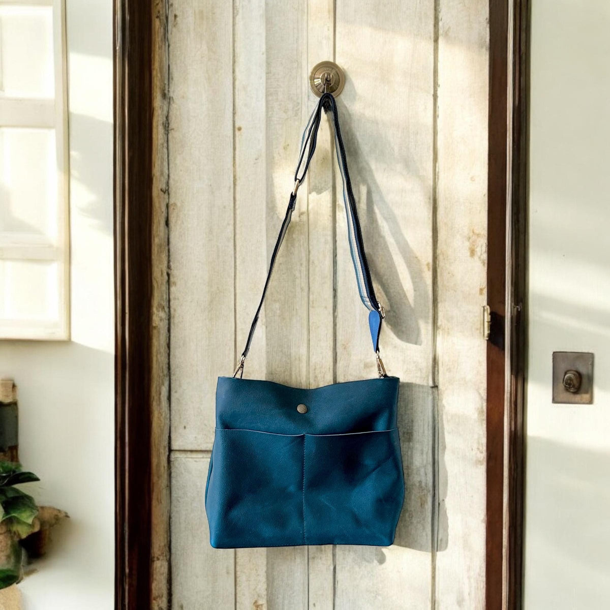 Full Grain Real Leather Authentic Rushmore Navy Super Stevie Crossbody or Shoulder Bag Purse