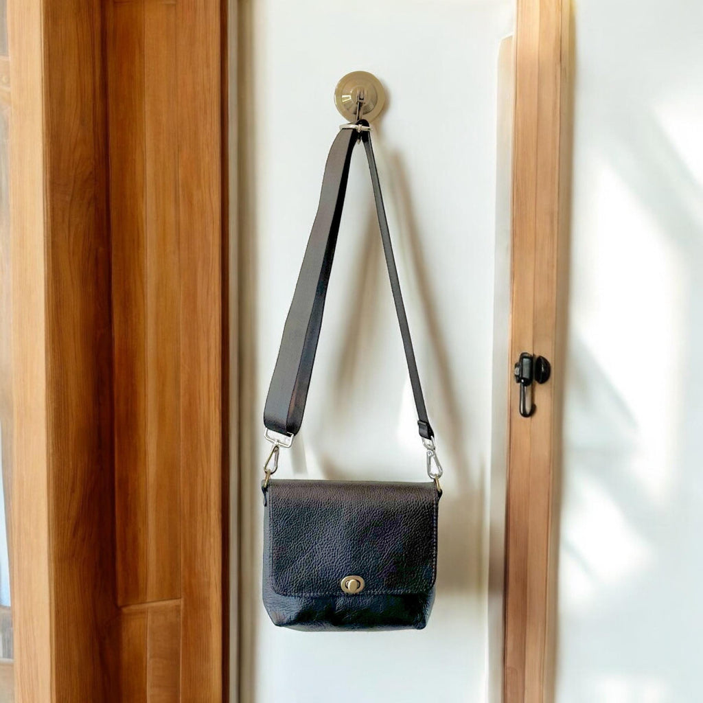 Full Grain Real Leather Authentic Black Dog Rae Crossbody or Shoulder Bag Purse