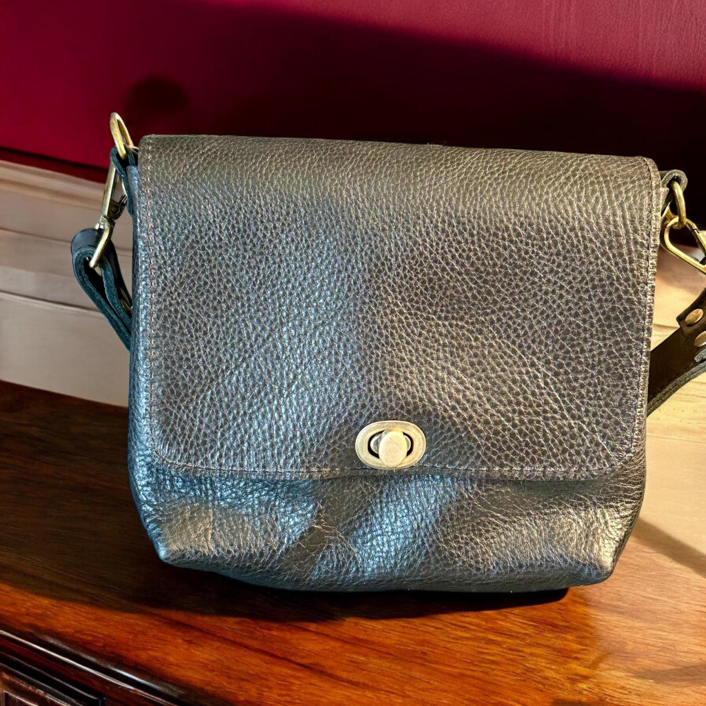 Full Grain Real Leather Authentic Black Dog Rae Crossbody or Shoulder Bag Purse