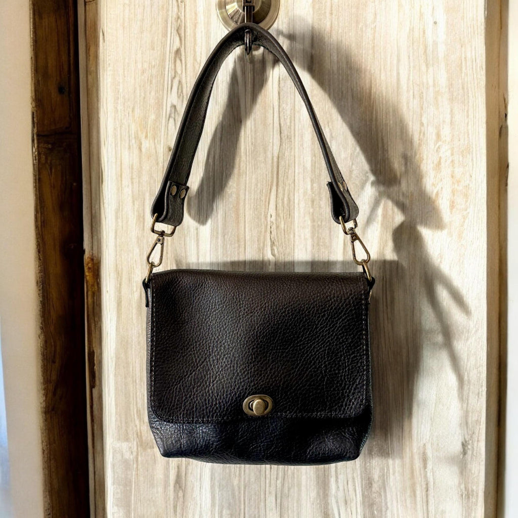 Full Grain Real Leather Authentic Black Dog Rae Crossbody or Shoulder Bag Purse