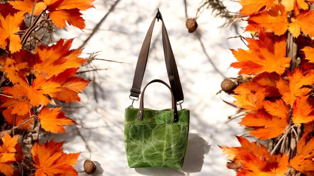 Full Grain Real Leather Leaf RokStar Crossbody or Shoulder Bag Purse