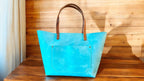 Full Grain Real Leather Authentic Aqua Leather Classic Tote Bags-Small-Medium-Large-Extra Large