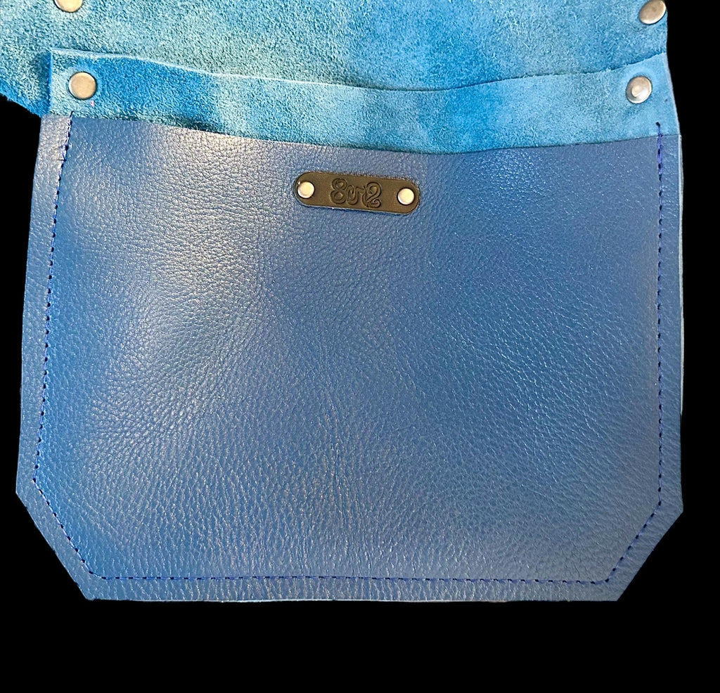 Full Grain Real Leather Authentic Pebbled Blue Leather Classic Tote Bags-Small-Medium-Large-Extra Large