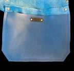 Full Grain Real Leather Authentic Pebbled Blue Leather Classic Tote Bags-Small-Medium-Large-Extra Large