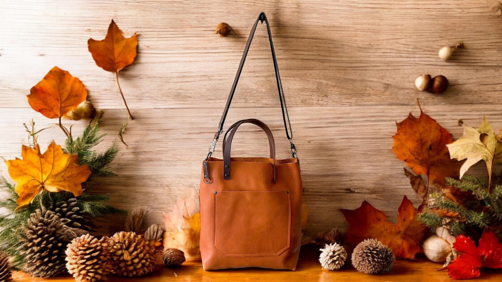 Full Grain Real Leather Autumn Orange Dog Hartlee Crossbody or Shoulder Bag Purse