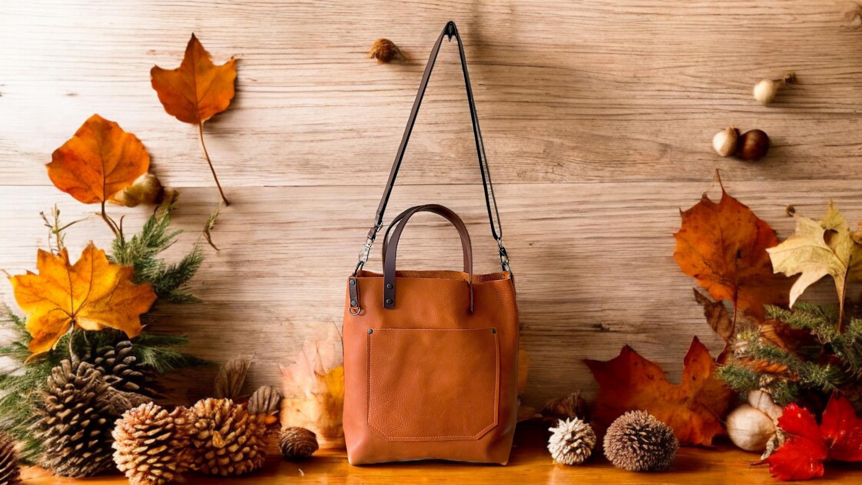 Full Grain Real Leather Autumn Orange Dog Hartlee Crossbody or Shoulder Bag Purse