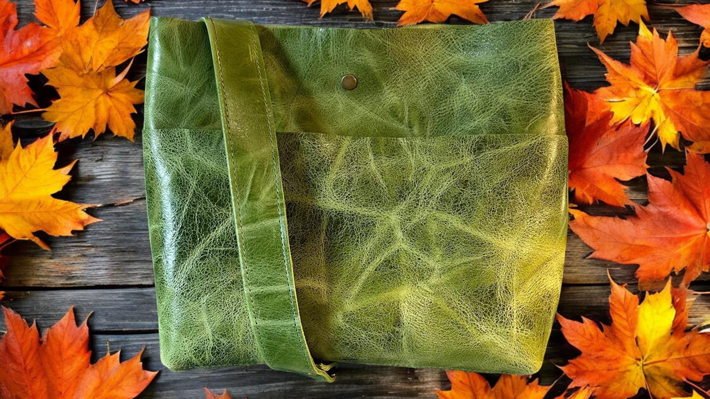 Full Grain Authentic Real Leather Leaf Super Stevie Crossbody or Shoulder Bag Purse