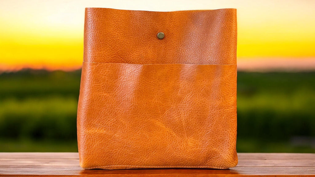 Handcrafted Full Grain Leather Super Stevie Crossbody Bag - Autumn Orange Dog Purse