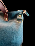 Full Grain Leather Zipper Dark Teal Super Stevie Crossbody or Shoulder Bag Purse