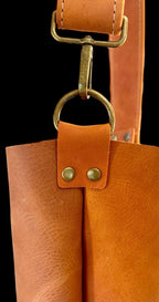 Full Grain Real Leather Orange Rust Bucket Crossbody or Shoulder Bag Purse
