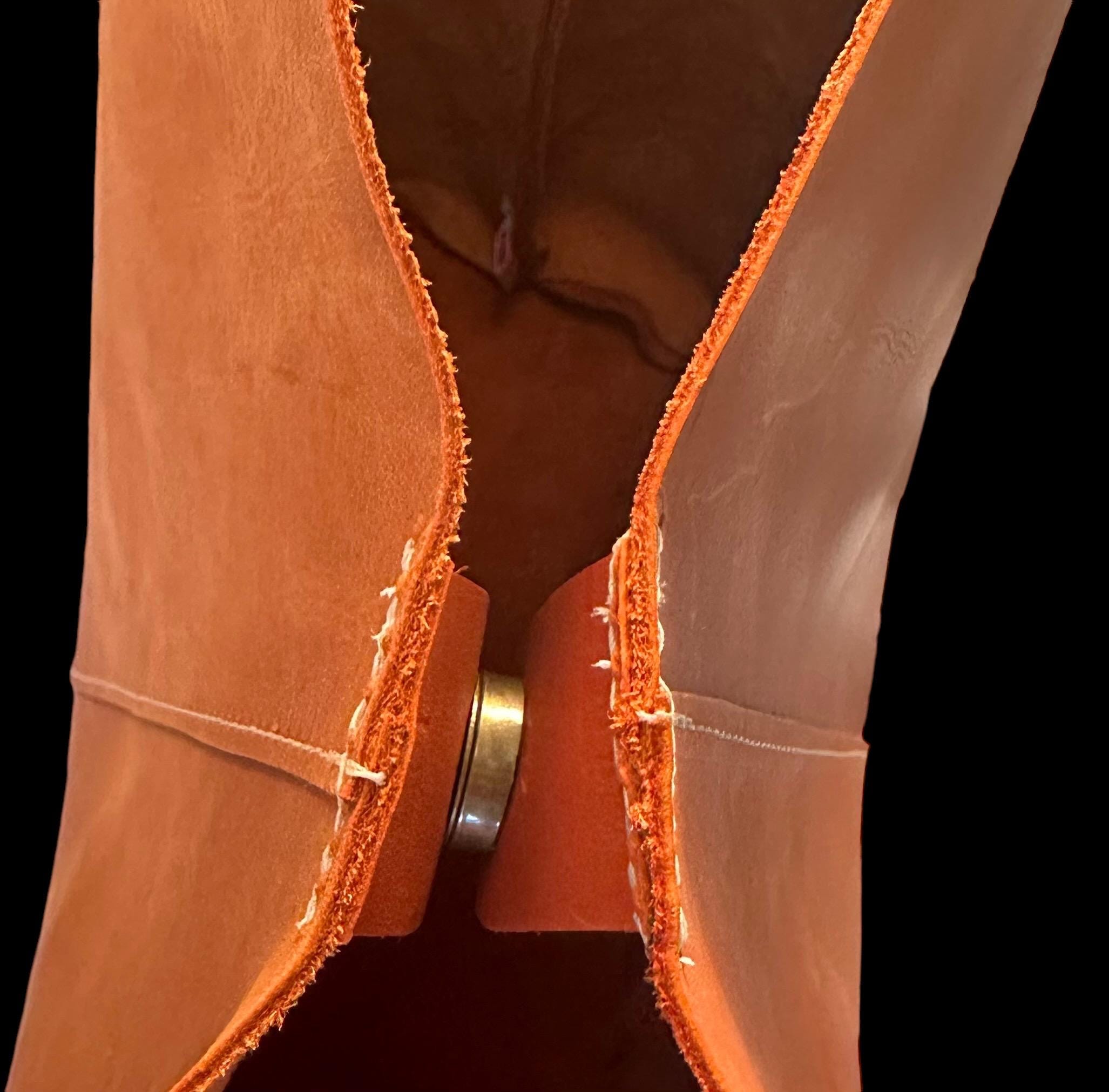 Full Grain Real Leather Orange Rust Bucket Crossbody or Shoulder Bag Purse
