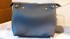 Handcrafted Full Grain Leather Crossbody Bag - Navy Pebbled Mini Stevie