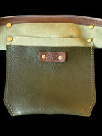 Full Grain Real Leather Zipper Pebbled Olive Super Stevie Crossbody or Shoulder Bag Purse