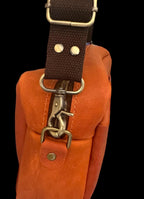 Handcrafted Full Grain Leather Camera Bag - Rust Orange Crossbody Purse