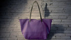 Full Grain Real Leather Authentic Zipper Pebbled Purple Leather Tote Bags-Small-Medium-Large-Extra Large