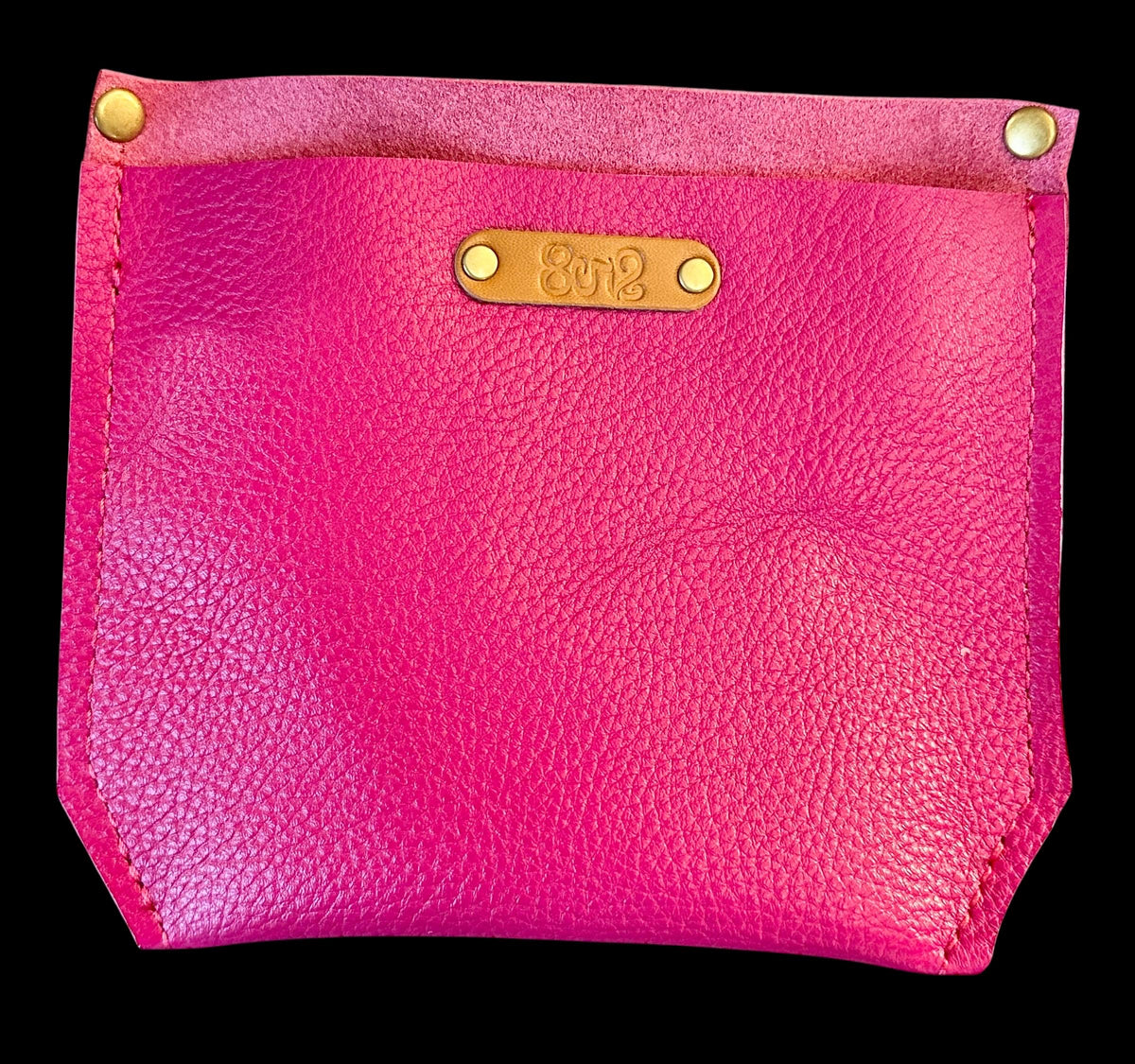 Handcrafted Full Grain Leather Zipper Super Stevie Crossbody Bag - Fuchsia Pink Pebbled Purse