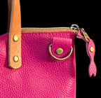 Handcrafted Full Grain Leather Zipper Super Stevie Crossbody Bag - Fuchsia Pink Pebbled Purse