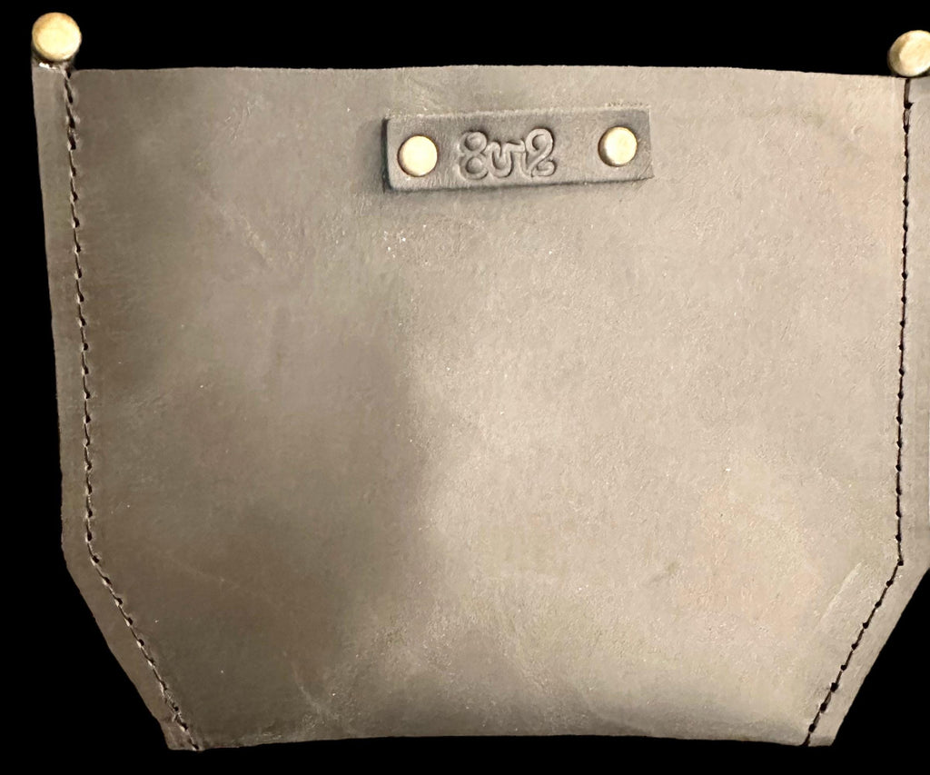 Full Grain Real Leather Zipper Boulder Black Super Stevie Crossbody or Shoulder Bag Purse