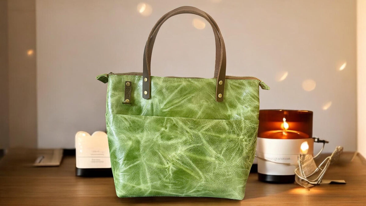 Full Grain Real Leather Zipper Leaf Super Stevie Crossbody or Shoulder Bag Purse
