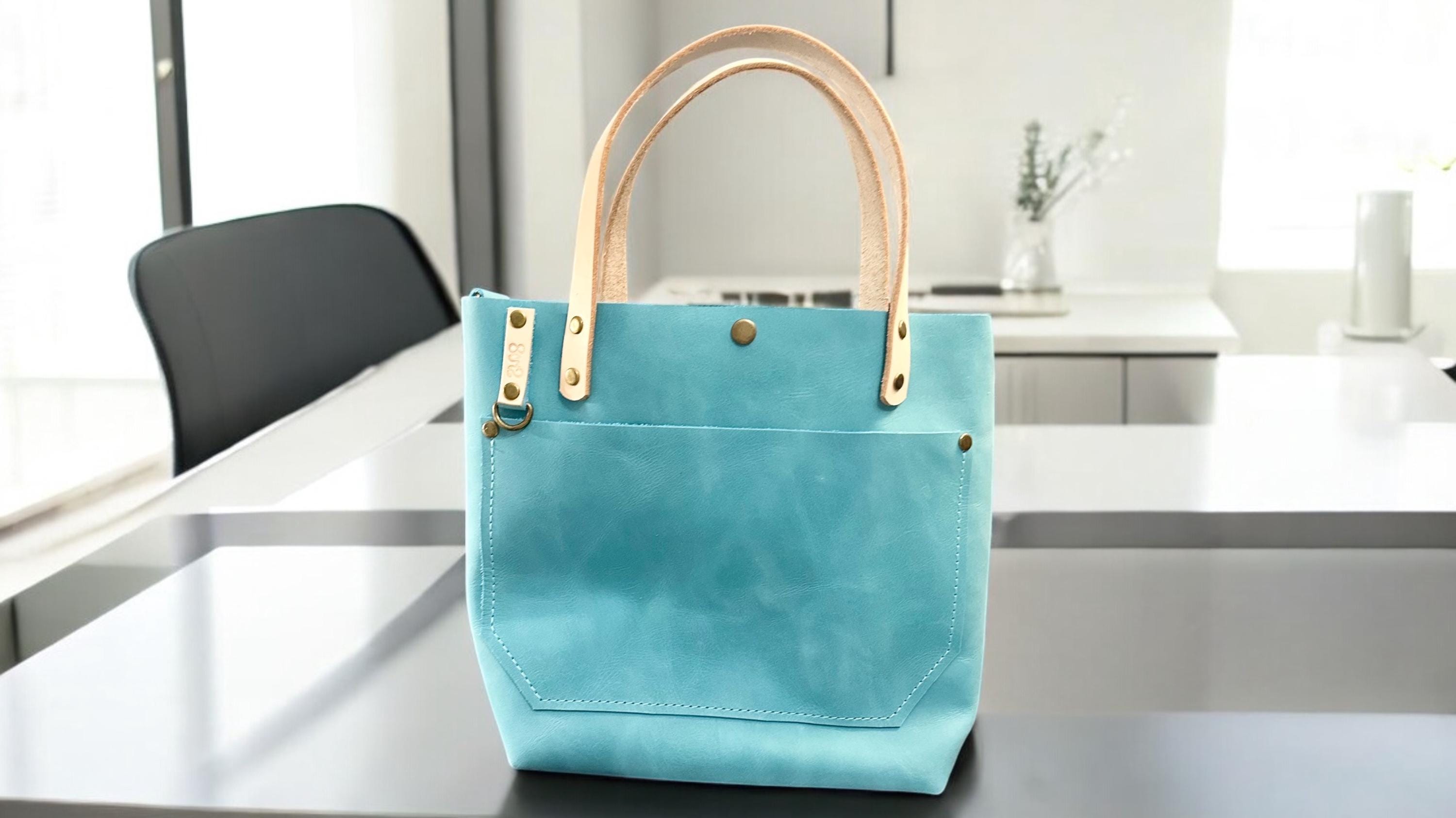 Full Grain Real Leather Authentic Aqua Leather RokStar Cross-Body/Handbag
