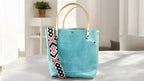 Full Grain Real Leather Authentic Aqua Leather RokStar Cross-Body/Handbag