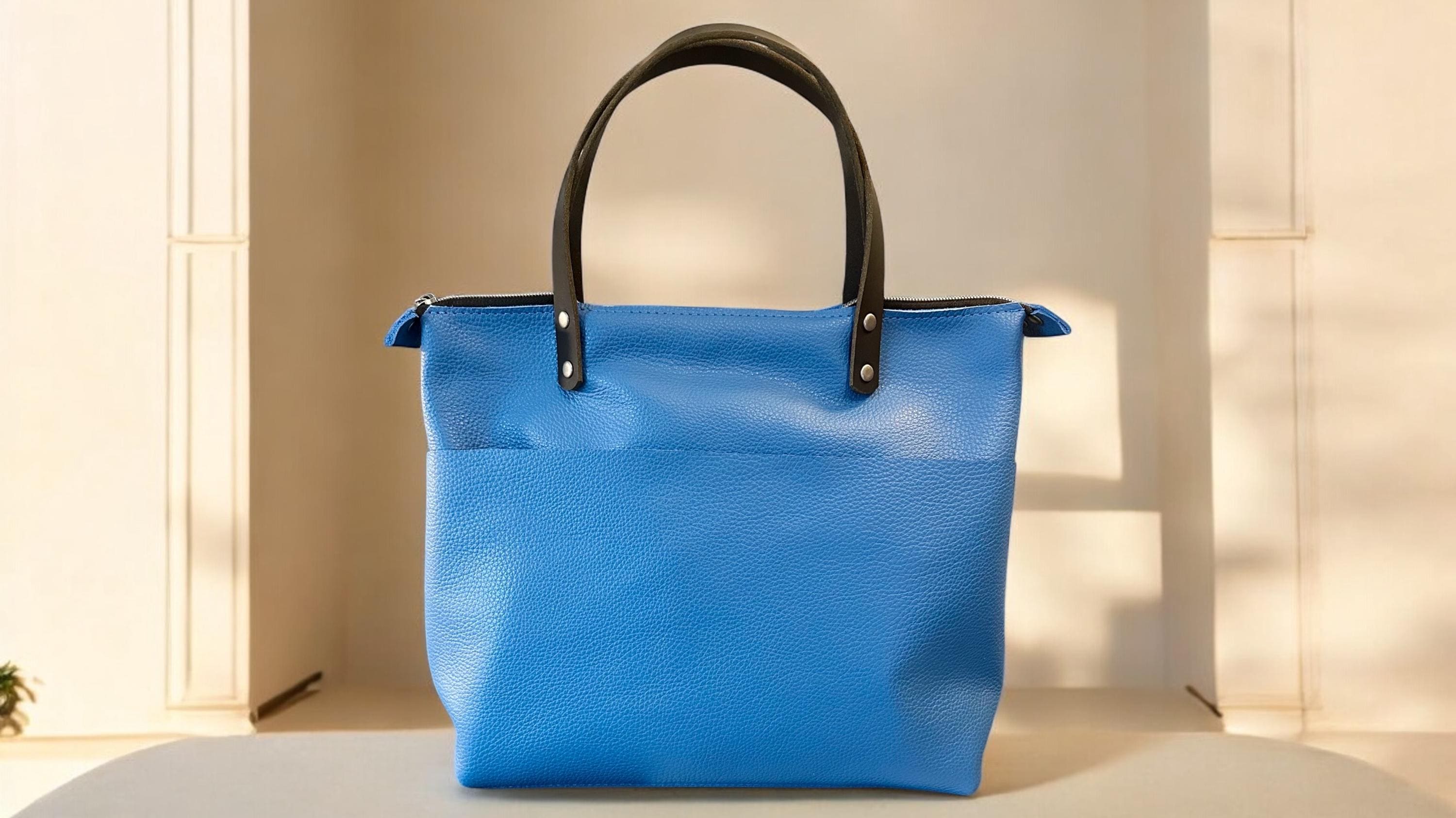 Full Grain Teal Leather Zipper Pool Blue Super Stevie Crossbody or Shoulder Bag Purse