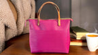 Handcrafted Full Grain Leather Zipper Super Stevie Crossbody Bag - Fuchsia Pink Pebbled Purse
