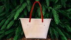 Full Grain Real Leather Zipper Cloud White Leather Tote Bags-Small-Medium-Large-Extra Large