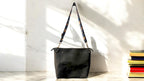 Full Grain Real Leather Zipper Boulder Black Super Stevie Crossbody or Shoulder Bag Purse
