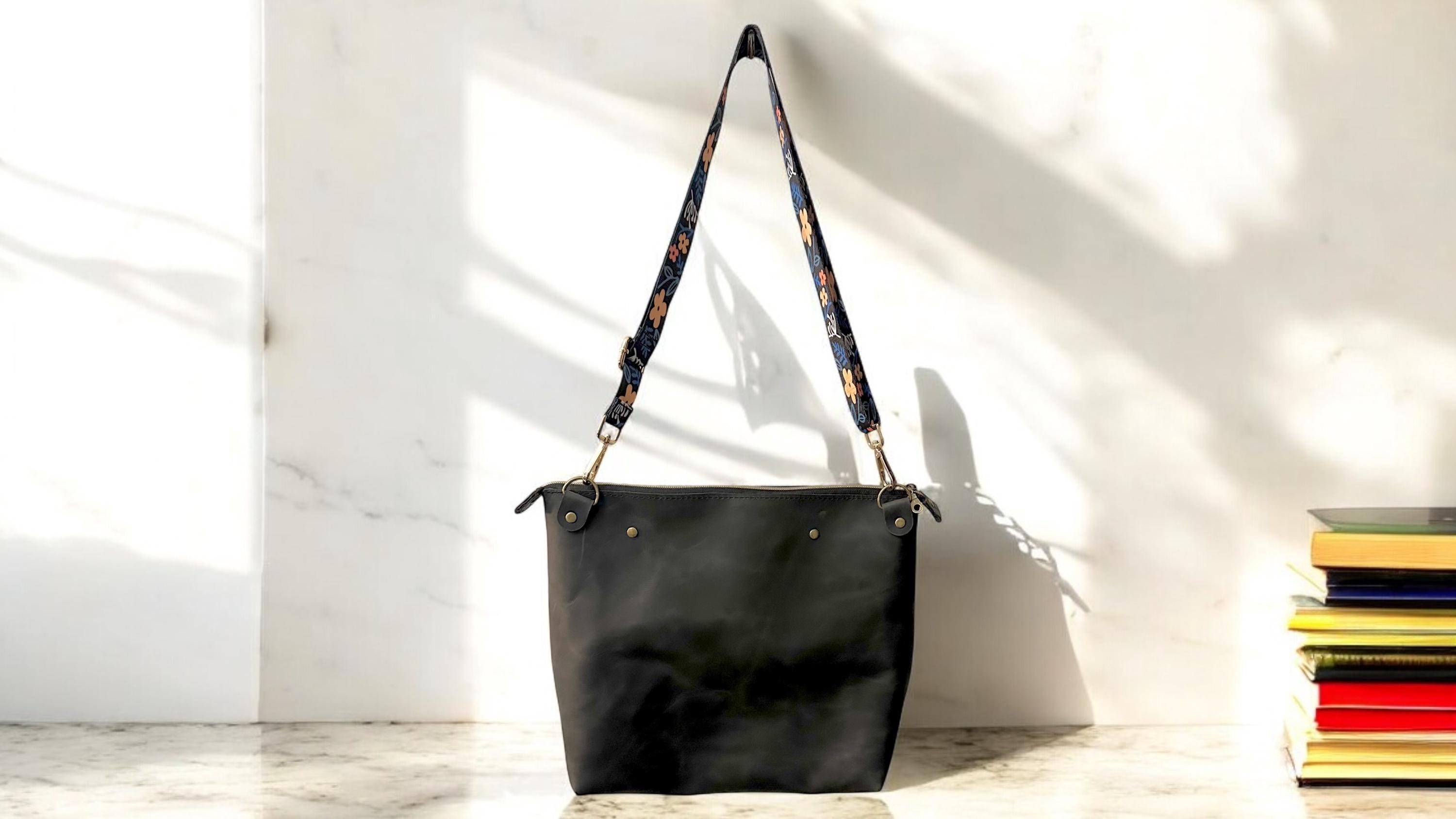 Full Grain Real Leather Zipper Boulder Black Super Stevie Crossbody or Shoulder Bag Purse