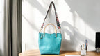 Full Grain Real Leather Authentic Aqua Leather RokStar Cross-Body/Handbag