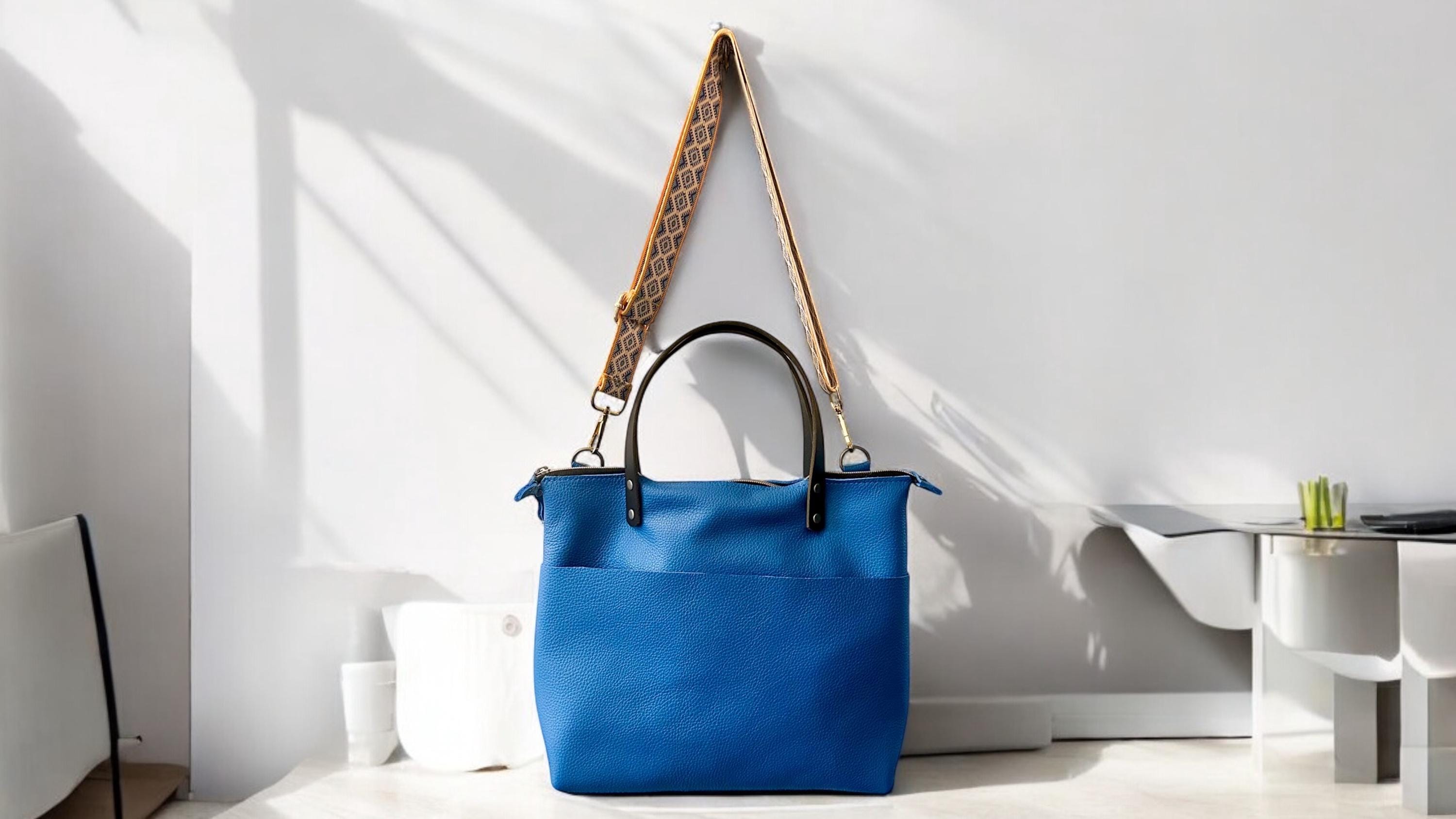 Full Grain Teal Leather Zipper Pool Blue Super Stevie Crossbody or Shoulder Bag Purse