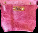 Full Grain Real Leather Pink Dog RokStar Crossbody or Shoulder Bag Purse