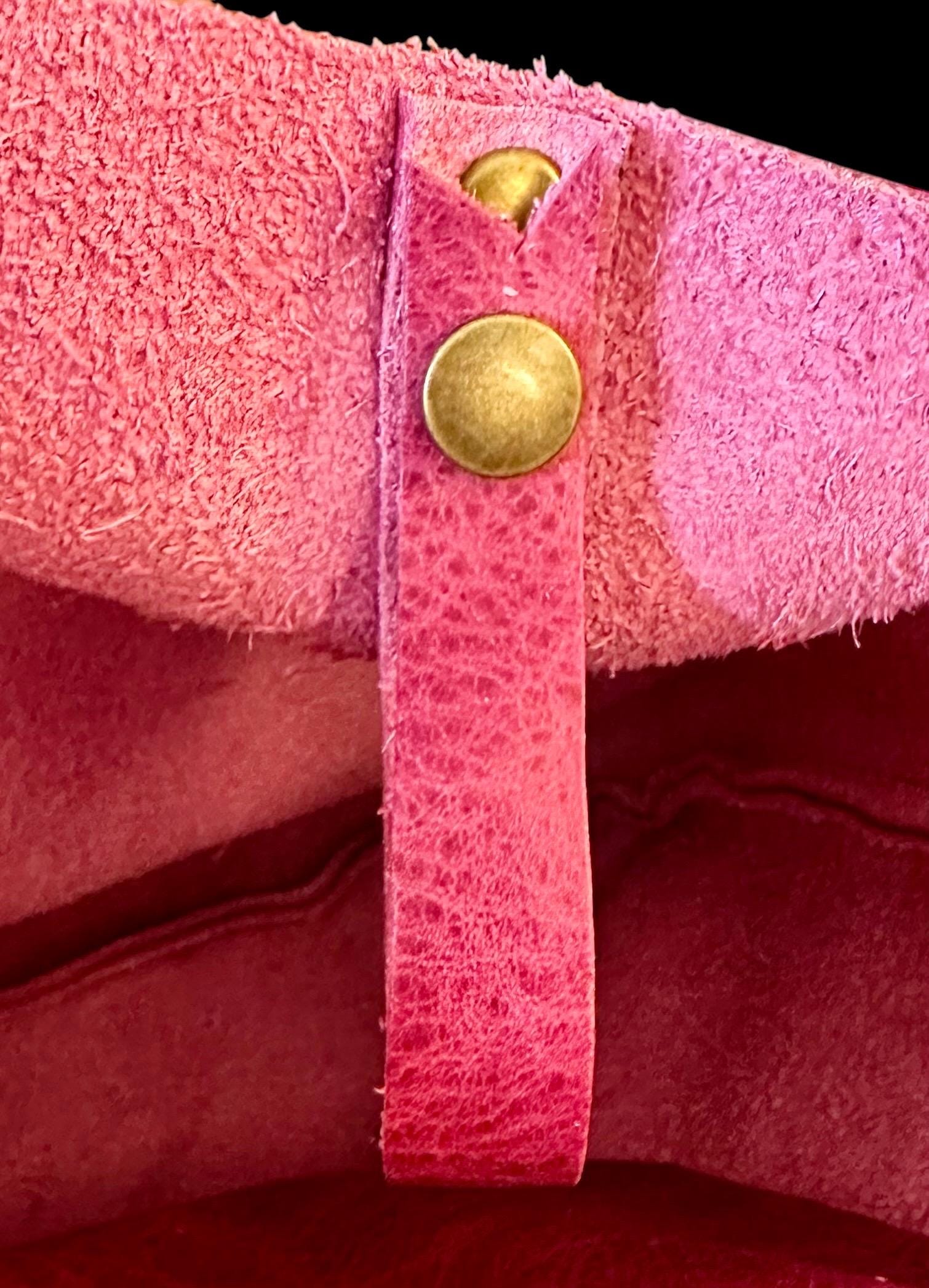Full Grain Real Leather Pink Dog RokStar Crossbody or Shoulder Bag Purse