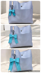 Full Grain Pebbled Leather Bows -Tote Bag, Tassel, Bling, Embellishment, Flair