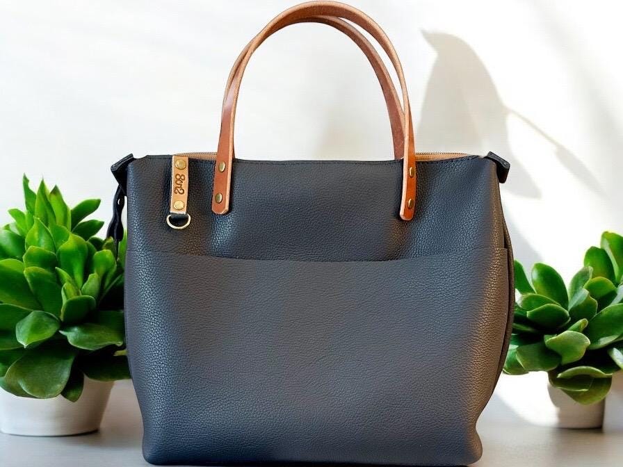 Full Grain Real Leather Zipper Pebbled Navy Super Stevie Crossbody or Shoulder Bag Purse