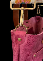 Full Grain Real Leather Pink Dog RokStar Crossbody or Shoulder Bag Purse