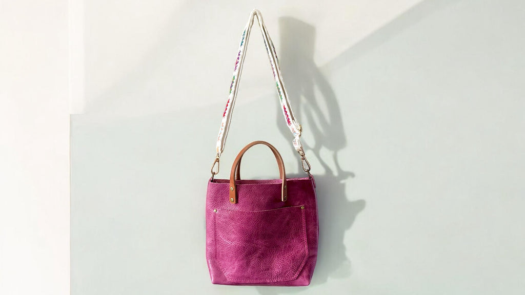 Full Grain Real Leather Pink Dog RokStar Crossbody or Shoulder Bag Purse