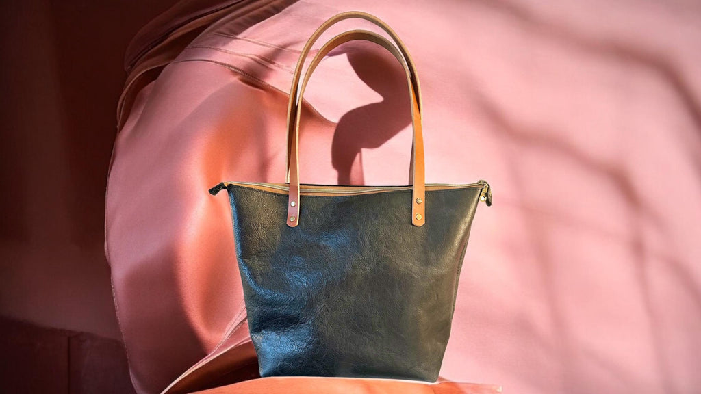 Full Grain Real Leather Zipper Black Dog Leather Tote Bags-Small-Medium-Large-Extra Large