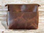 Handcrafted Full Grain Leather Zipper Crossbody Bag: Brown Dog Mini Stevie Purse