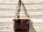 Handcrafted Full Grain Leather Zipper Crossbody Bag: Brown Dog Mini Stevie Purse