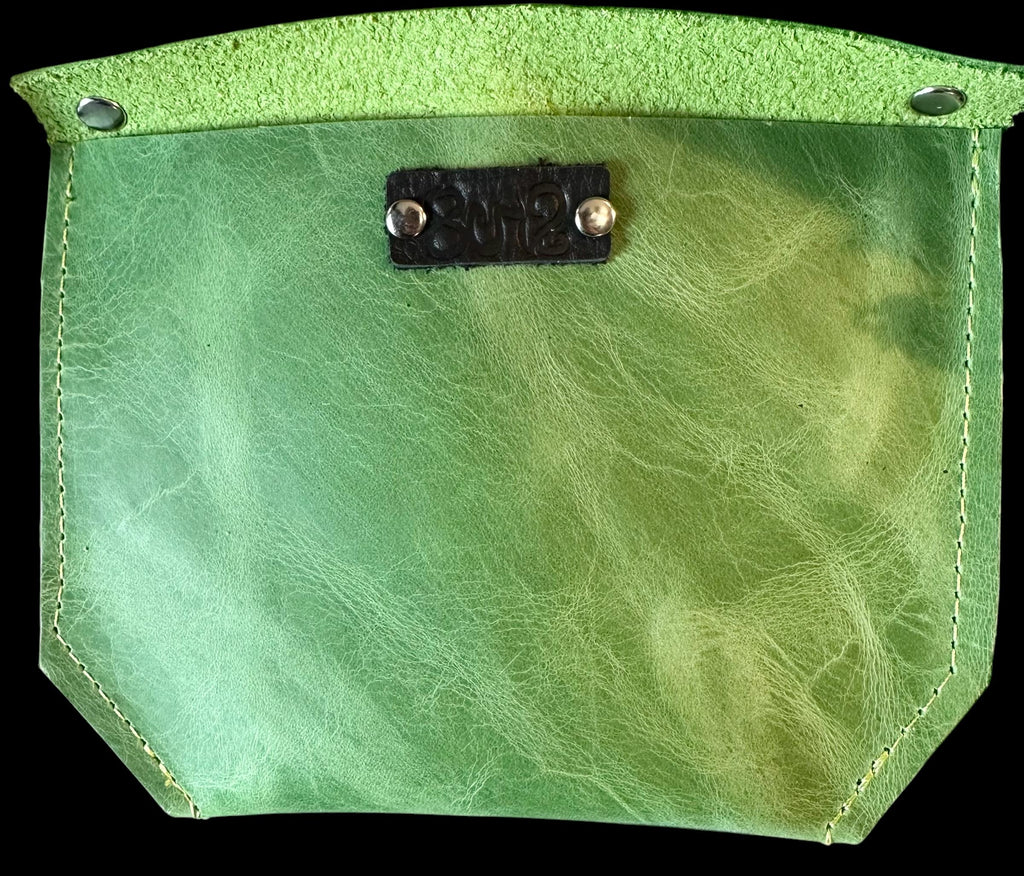 Full Grain Real Leather Zipper Granny Smith Super Stevie Crossbody or Shoulder Bag Purse